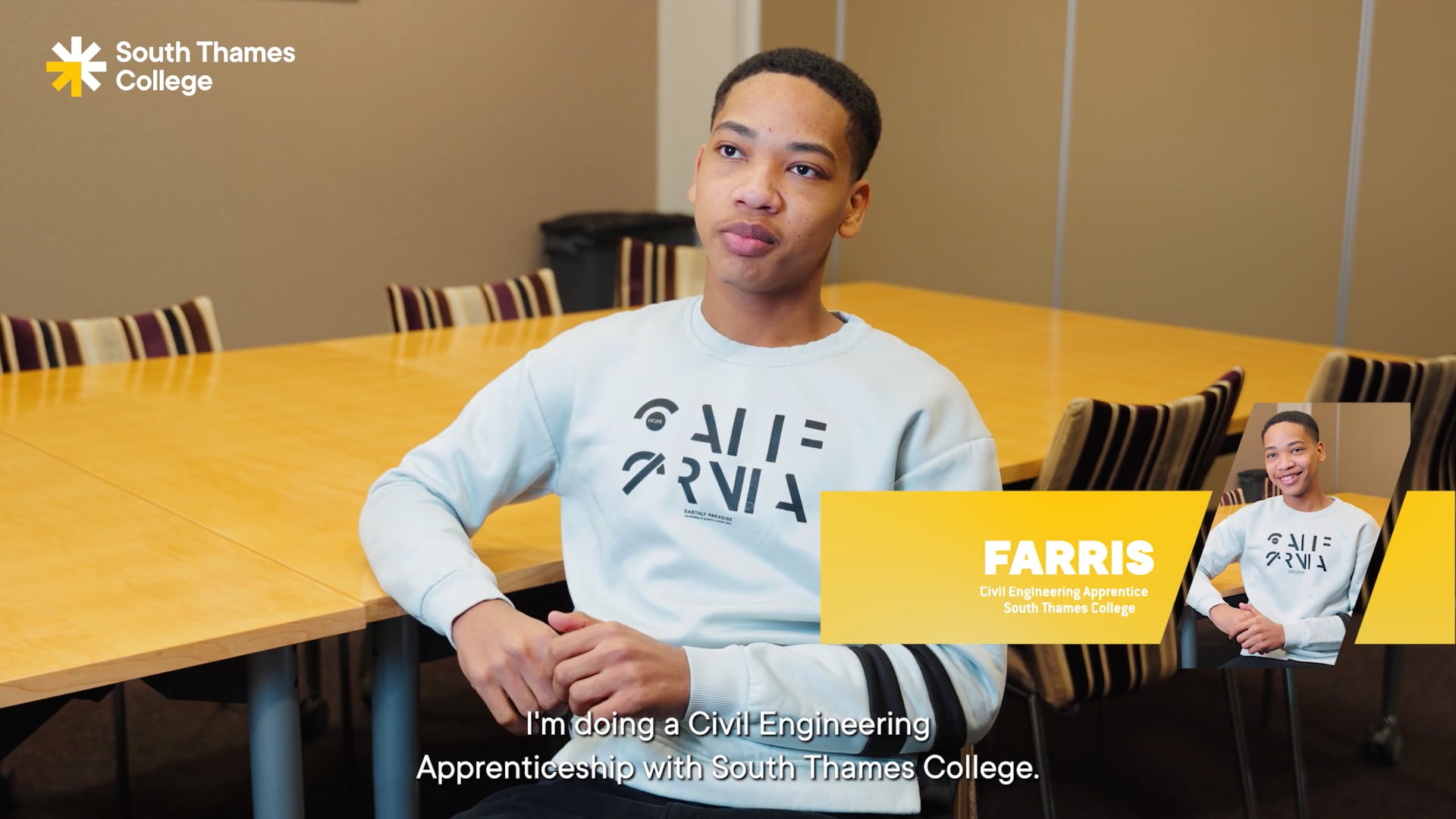 Farris, Civil Engineering Apprentice at South Thames College, employed by Heyne Tillett Steel