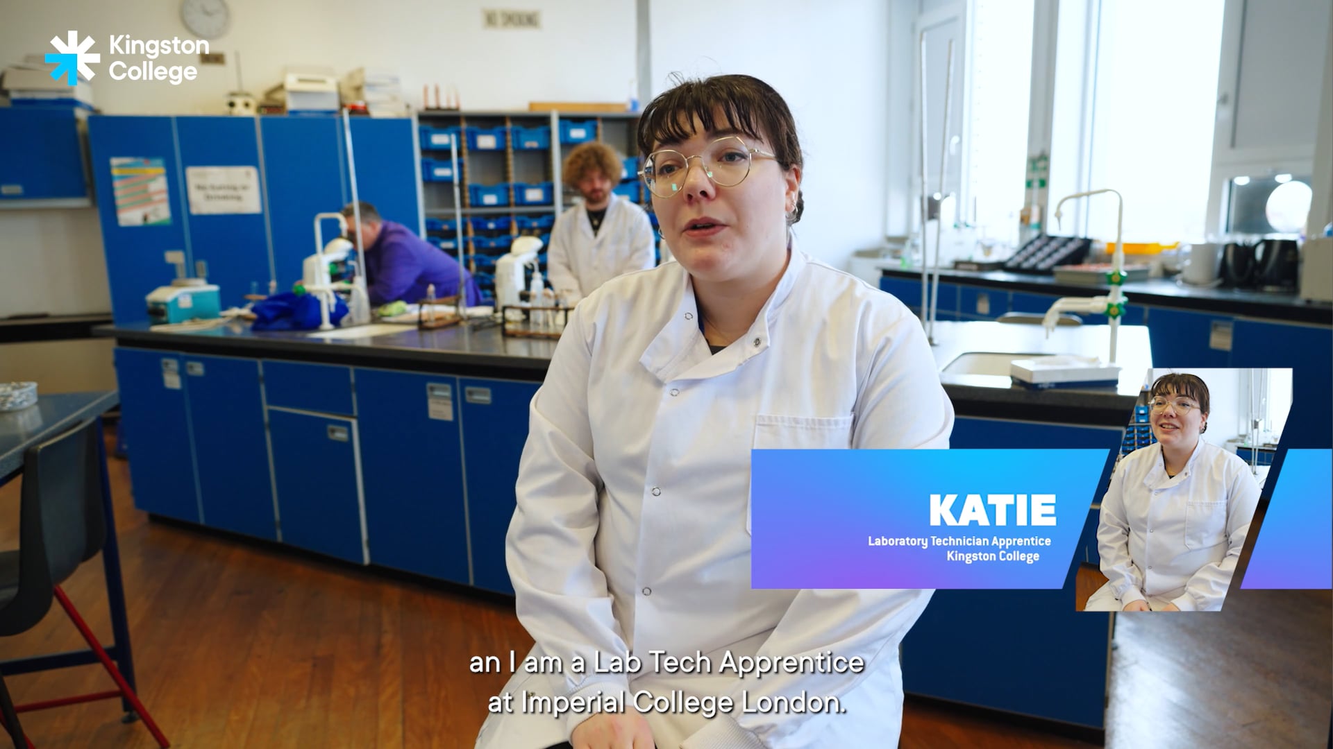 Katie, Laboratory Technician Apprentice at Kingston College, employed by Imperial College London