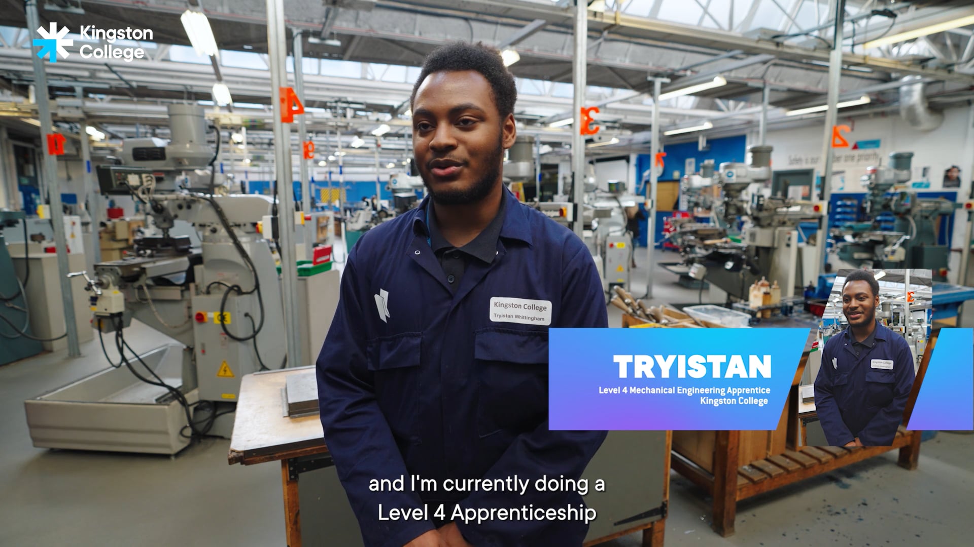 Tryistan, Engineering Technician Apprentice at Kingston College, employed by Imperial College London