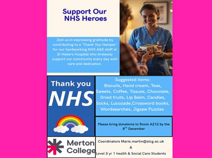 Health & Social Care Students Celebrate NHS and A&E Staff With 'Thank You Hamper'