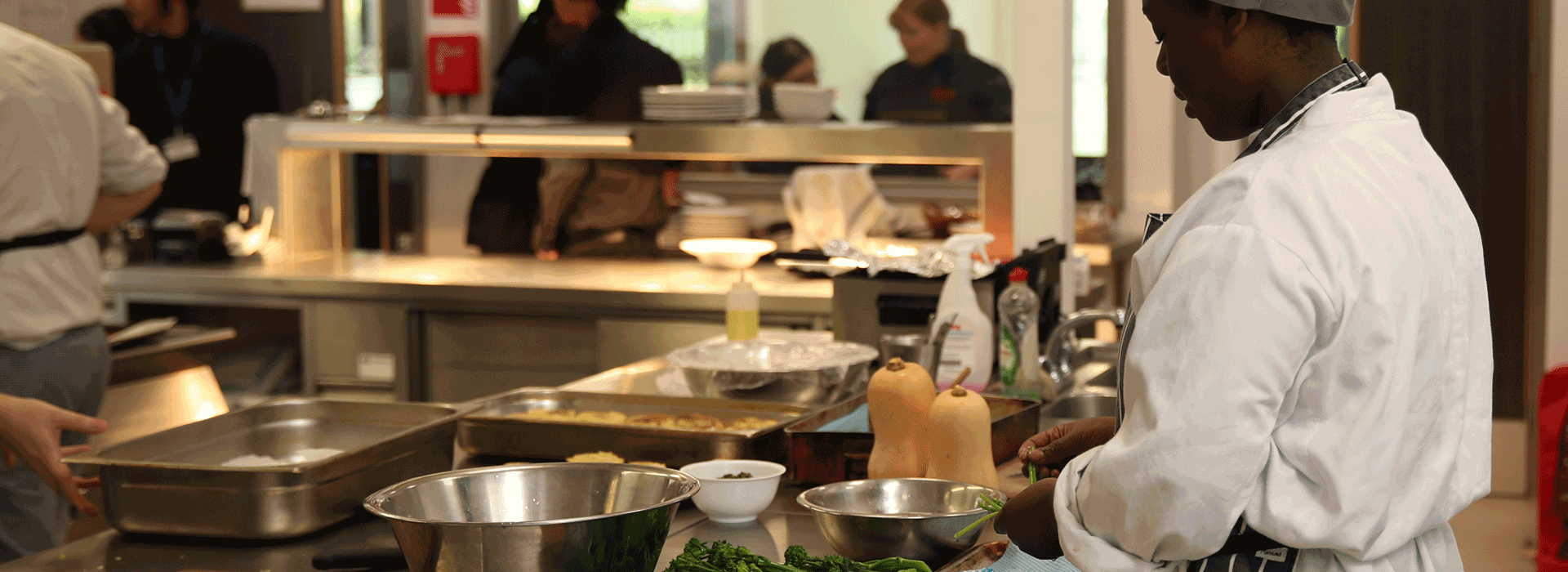 Apprentice chef in a restaurant kitchen